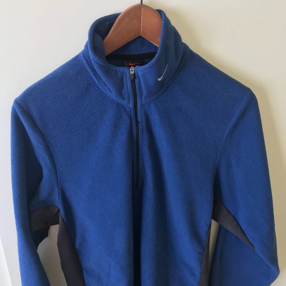 Nike Mens Fleece 1/2 blue pullover shirt M - Picture 1 of 7